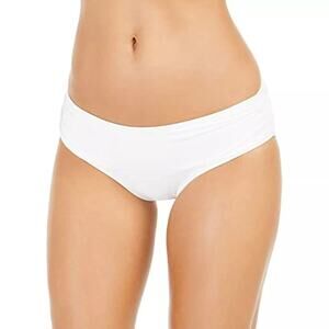 Michael Kors Shirred Bikini Bottoms White M, NWT